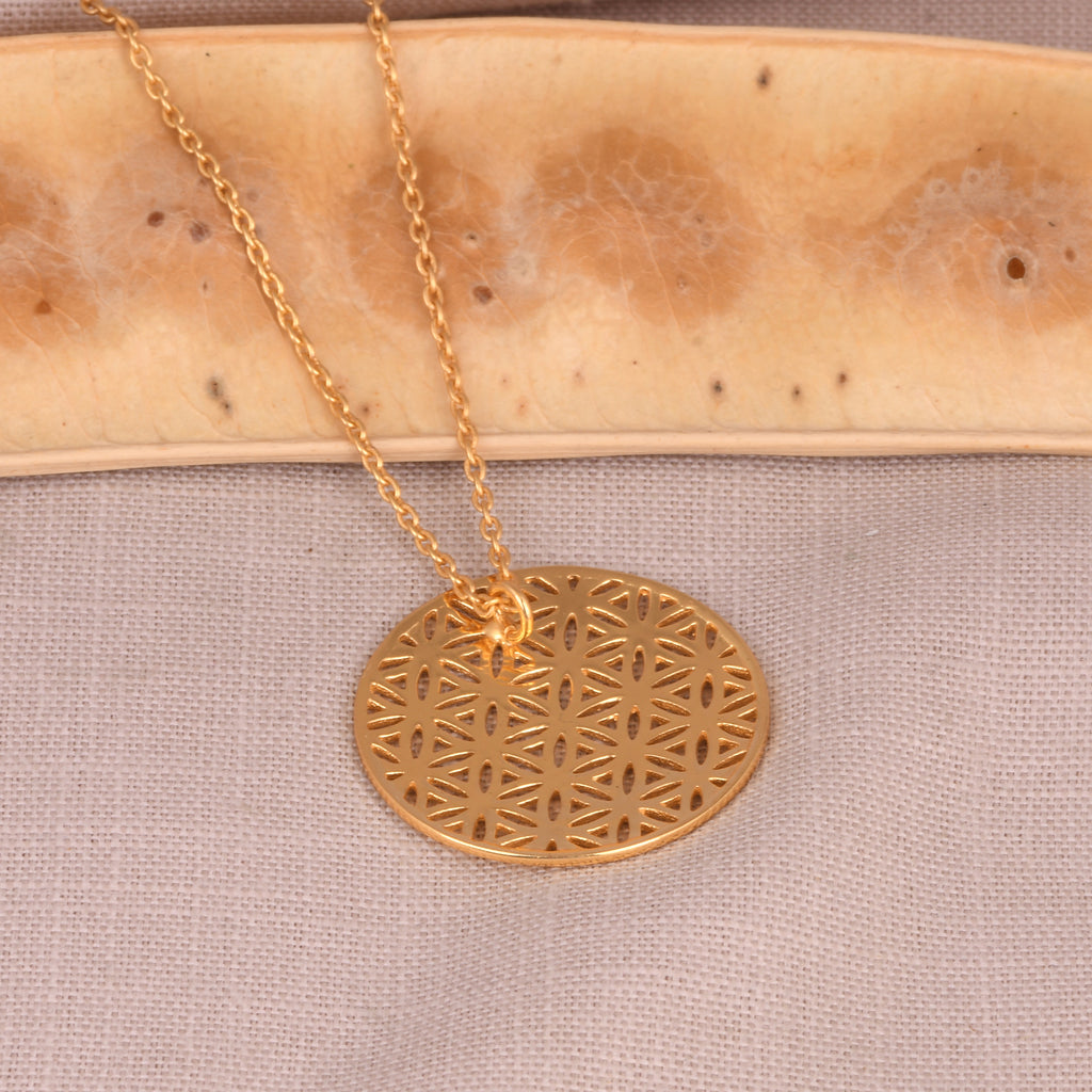 Flower of Life Pendant (18kt Gold Micron)