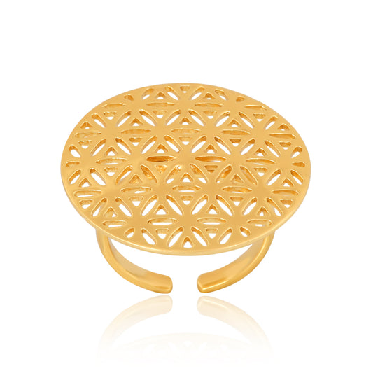 Flower of Life Ring (18kt Gold Micron)