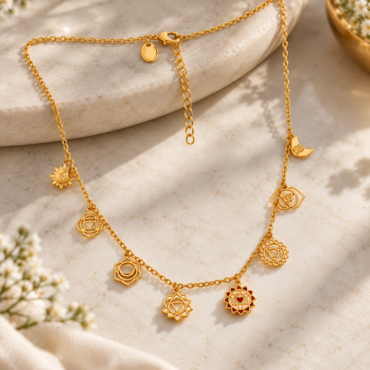 Cosmic Chakra Harmony Pendant (18kt Gold Micron)