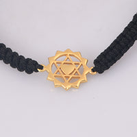 Green Twin Heart Chakra Bracelet with Black Cord