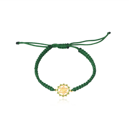 Green Twin Heart Chakra Bracelet with Green Cord