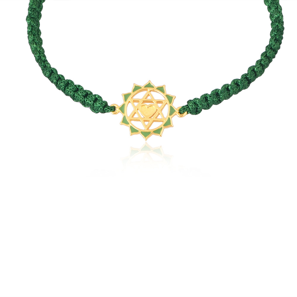 Green Twin Heart Chakra Bracelet with Green Cord