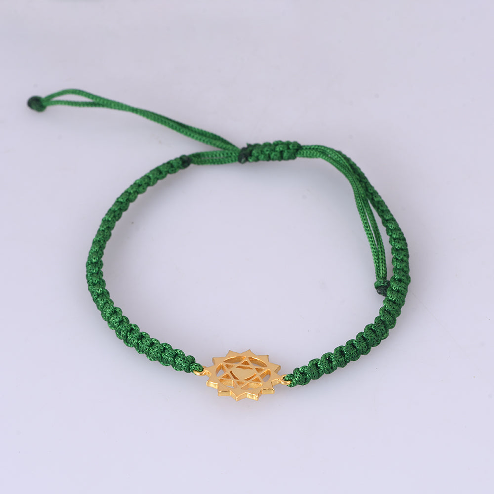 Green Twin Heart Chakra Bracelet with Green Cord