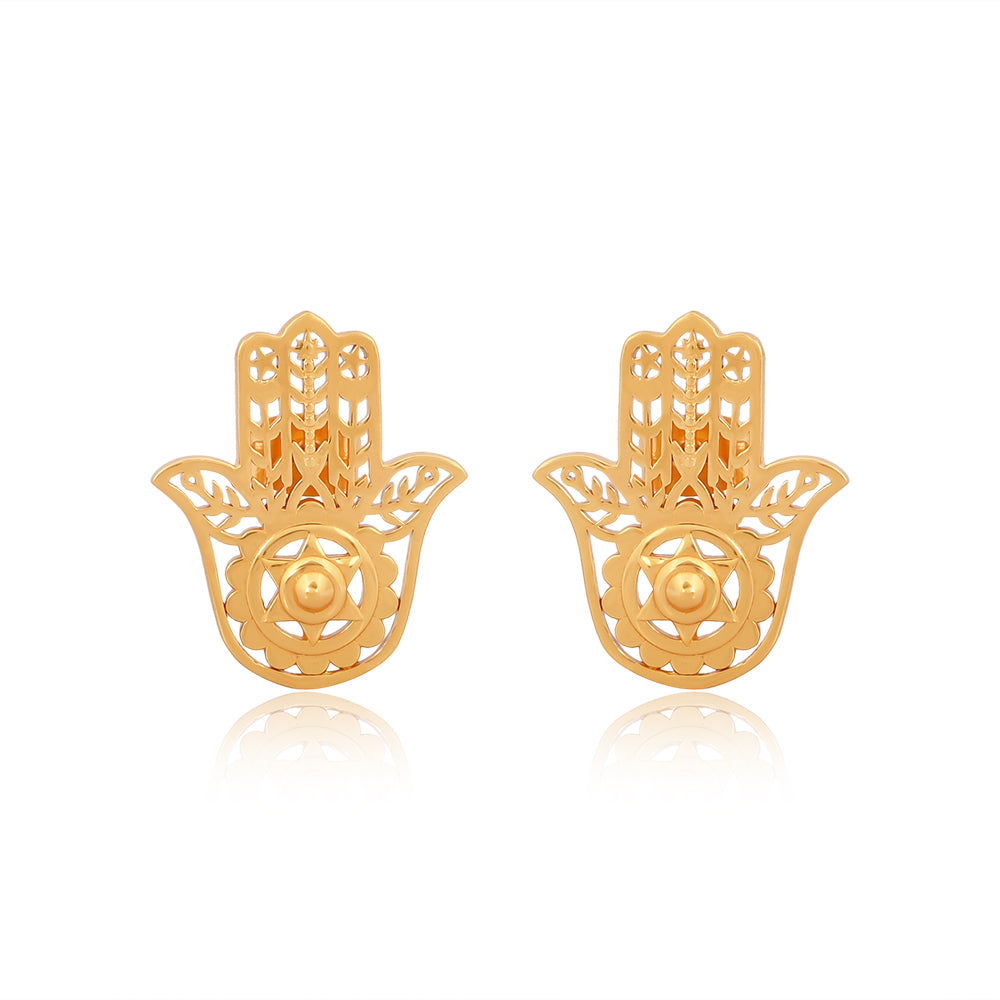 Hamsa Hand Earrings  Brass