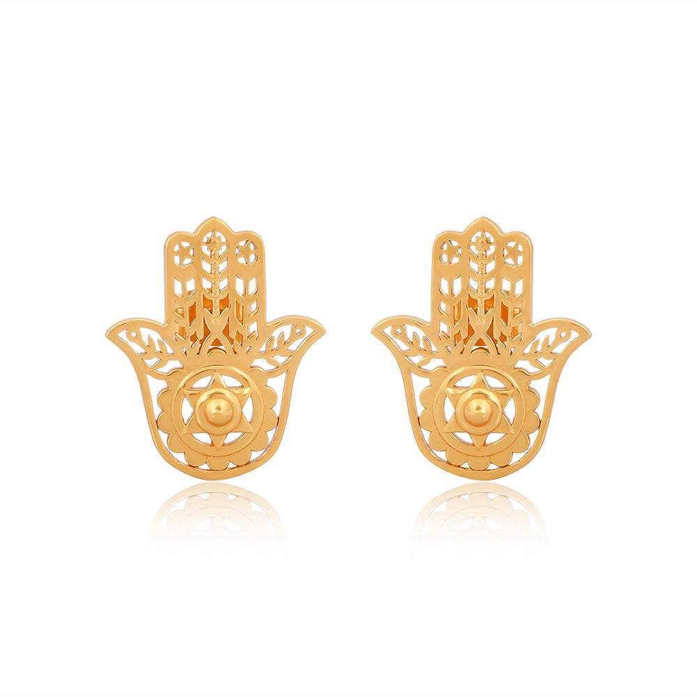 Hamsa Hand Earrings (18Kt Gold Micron)
