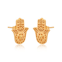 Hamsa Hand Earrings (18Kt Gold Micron)