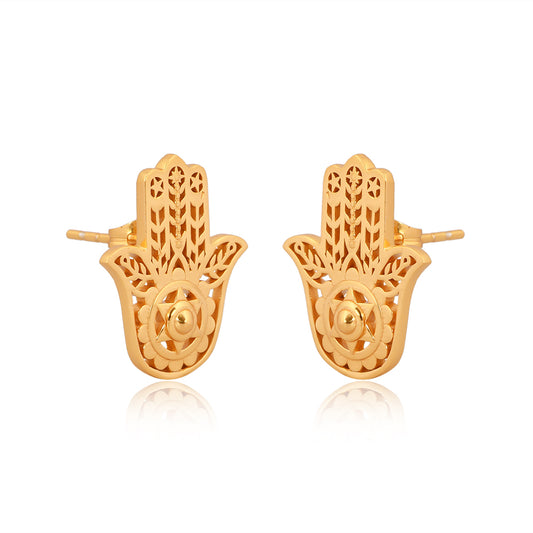 Hamsa Hand Earrings  Brass