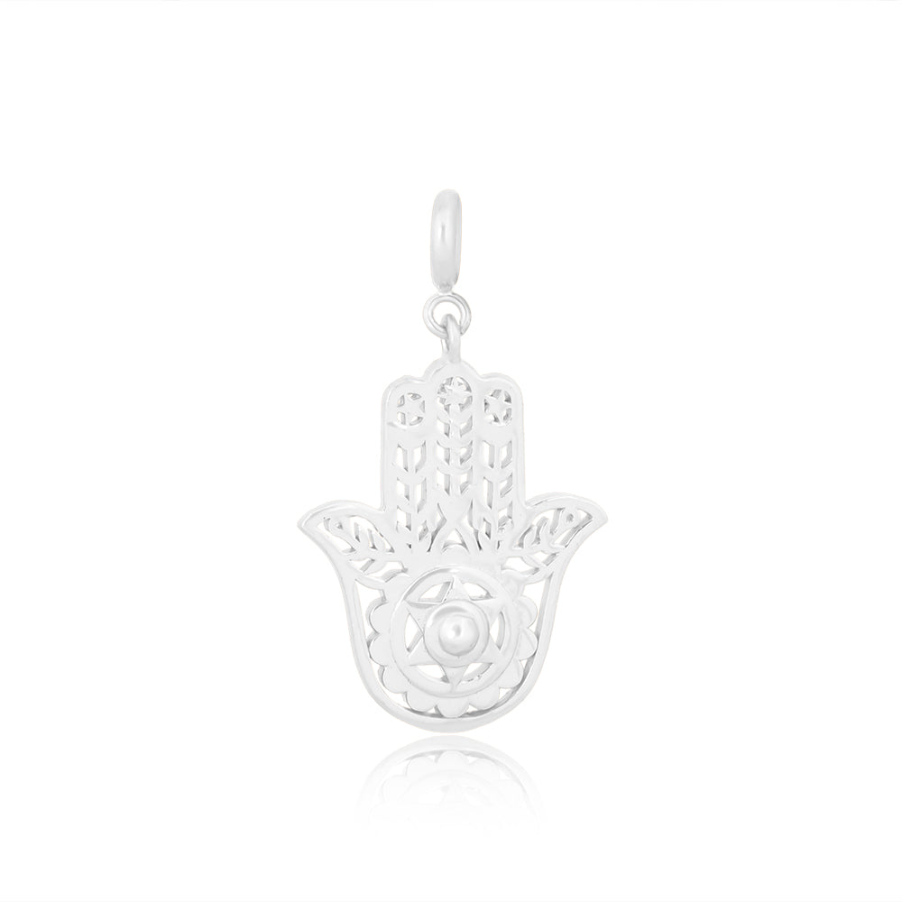 Hamsa Hand Protection Charm  Silver