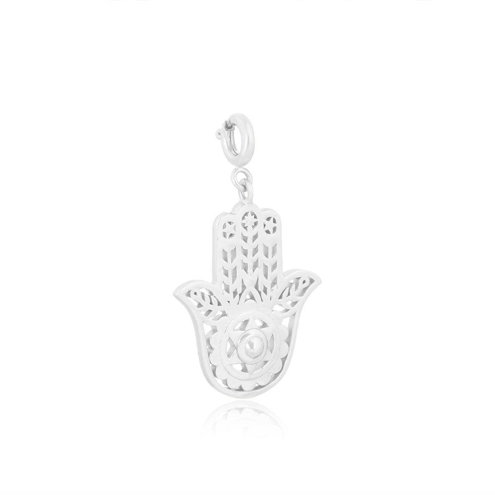 Hamsa Hand Protection Charm  Silver