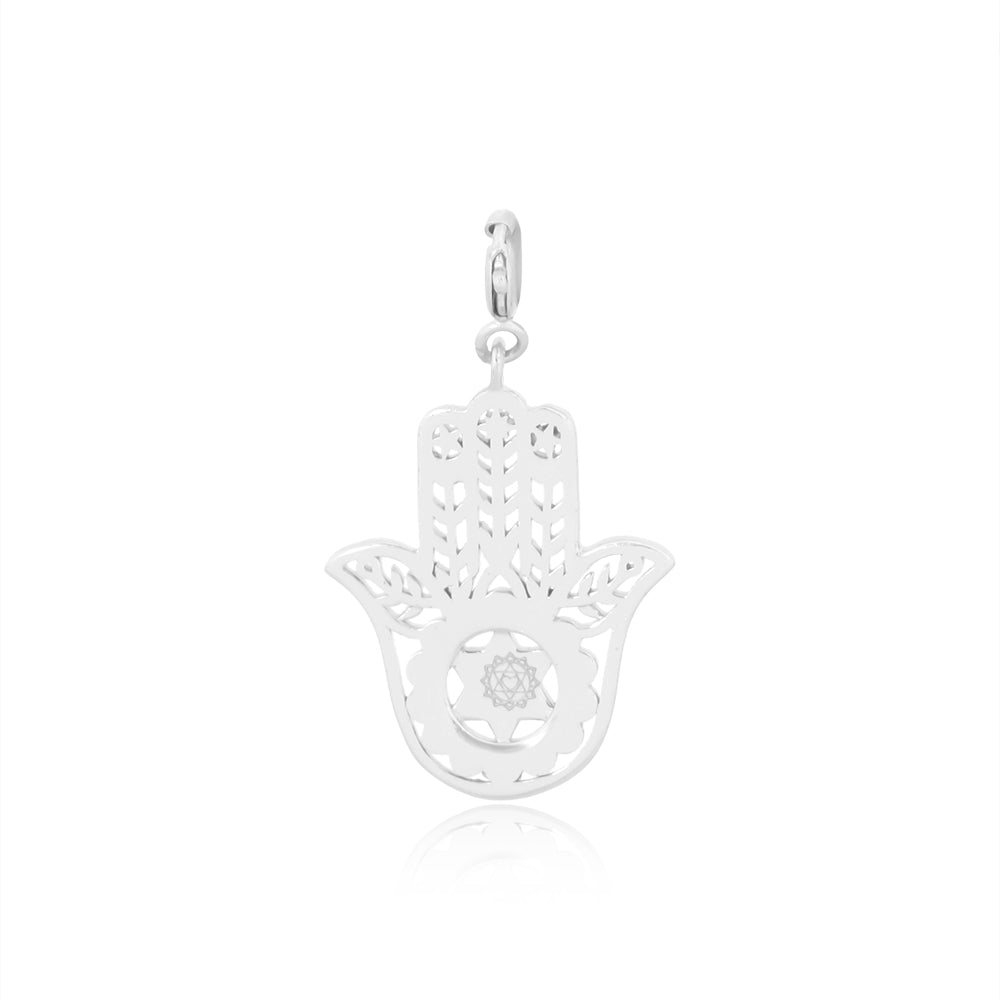 Hamsa Hand Protection Charm  Silver