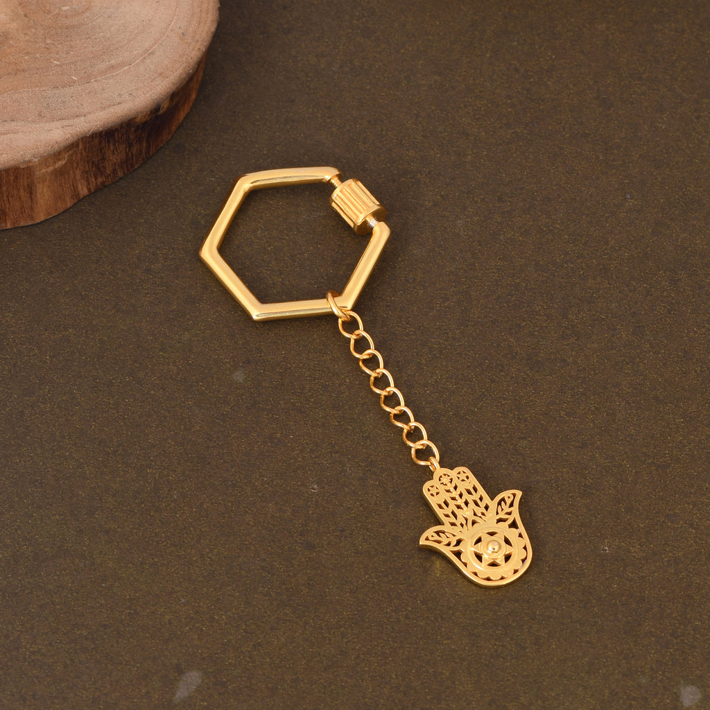 Hamsa Hand Keychain (18kt Gold Micron)