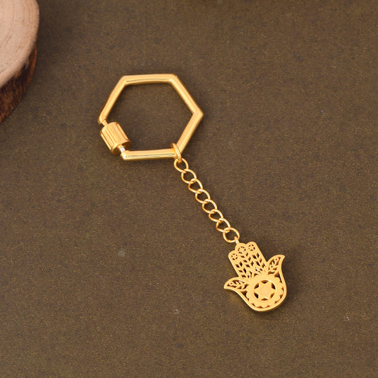 Hamsa Hand Keychain (18kt Gold Micron)