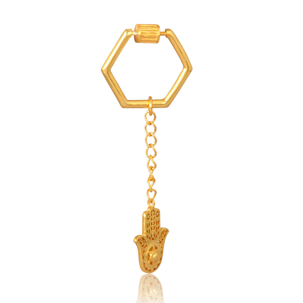Hamsa Hand Keychain (18kt Gold Micron)