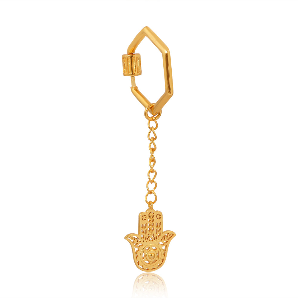 Hamsa Hand Keychain (18kt Gold Micron)