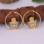 Hamsa Hand Loop Earrings (18kt Gold Micron)