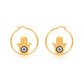 Hamsa Hand Loop Earrings  Brass