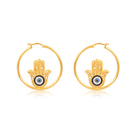 Hamsa Hand Loop Earrings (18kt Gold Micron)