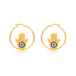 Hamsa Hand Loop Earrings (18kt Gold Micron)
