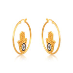 Hamsa Hand Loop Earrings (18kt Gold Micron)