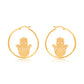 Hamsa Hand Loop Earrings  Brass