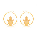 Hamsa Hand Loop Earrings (18kt Gold Micron)
