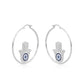 Hamsa Hand Loop Earrings  Silver