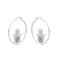 Hamsa Hand Loop Earrings (92.5 Sterling Silver)