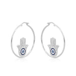 Hamsa Hand Loop Earrings (92.5 Sterling Silver)