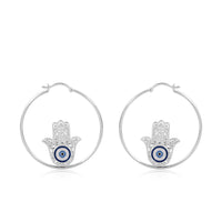 Hamsa Hand Loop Earrings (92.5 Sterling Silver)