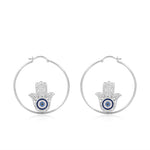 Hamsa Hand Loop Earrings (92.5 Sterling Silver)