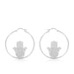 Hamsa Hand Loop Earrings  Silver