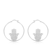 Hamsa Hand Loop Earrings (92.5 Sterling Silver)