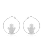Hamsa Hand Loop Earrings (92.5 Sterling Silver)