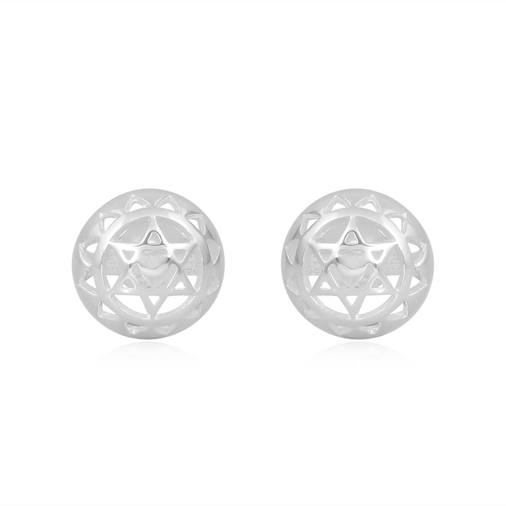 Twin Heart Chakra Stud Earrings  Silver