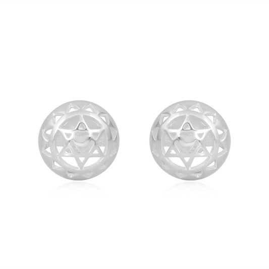 Twin Heart Chakra Stud Earrings  Silver