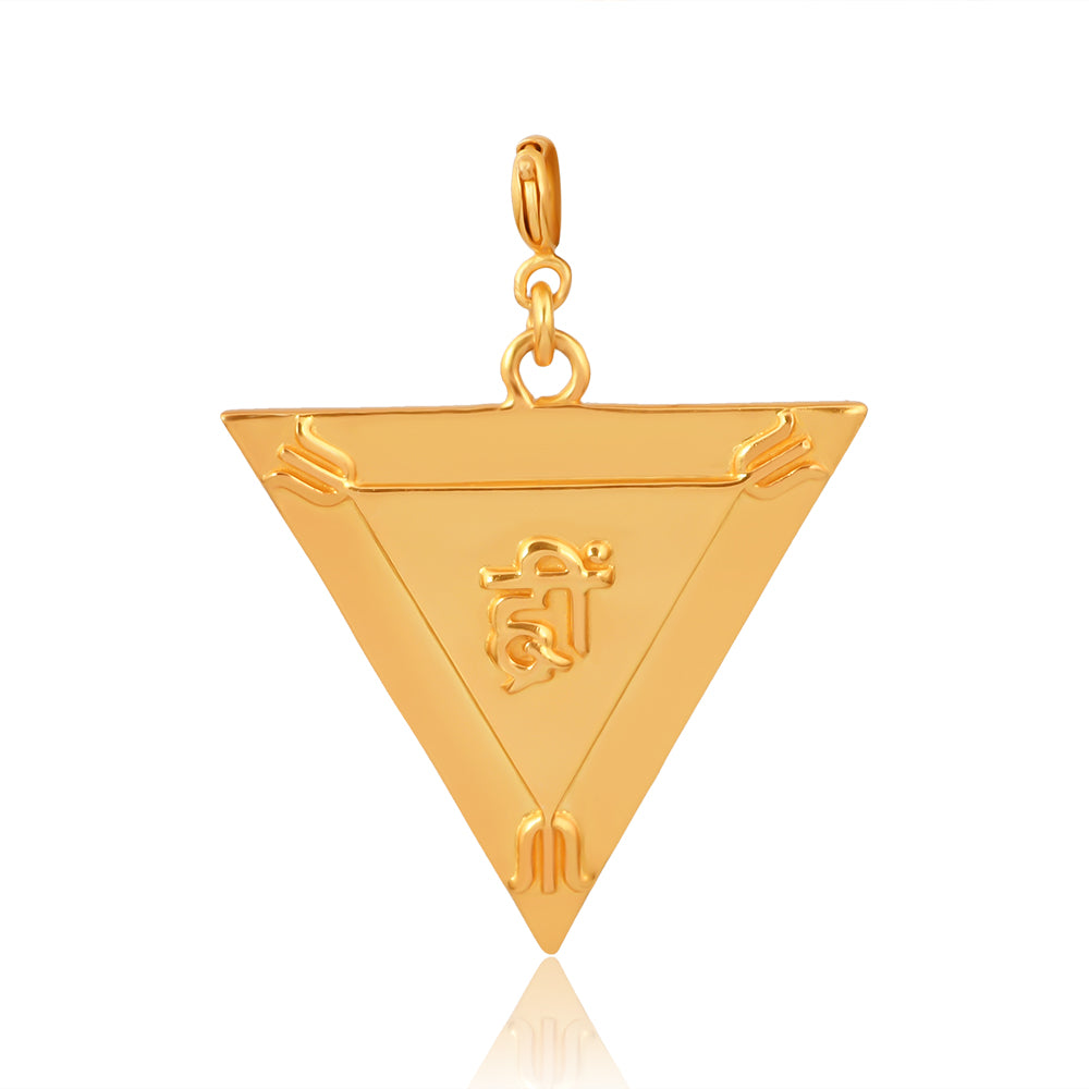 Hreem Yantra Gold Plated Pendant - Medium (18kt Gold Micron)