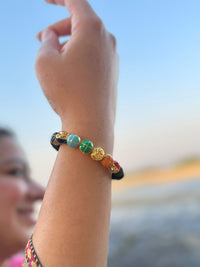 Lava Beads + Seven Chakras Bracelet (18kt Gold Micron)