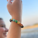 Lava Beads + Seven Chakras Bracelet (18kt Gold Micron)