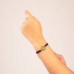 Evil Eye Bracelet With Black Cord (18kt Gold Micron)