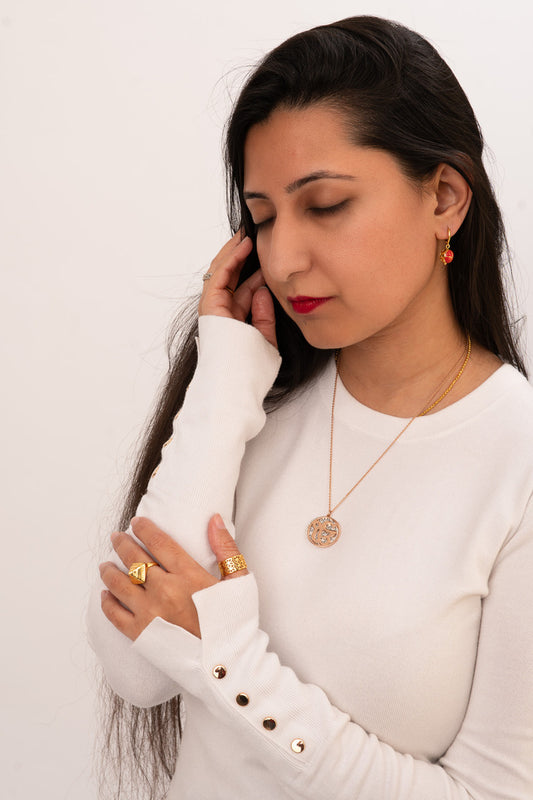 Ek Onkar and Flower of Life Pendant (18kt Gold Micron)