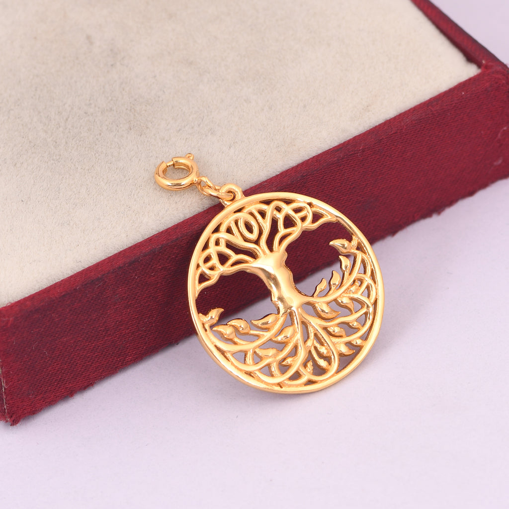 Inverted Tree of Life Pendant without Chain (18Kt Gold Micron)