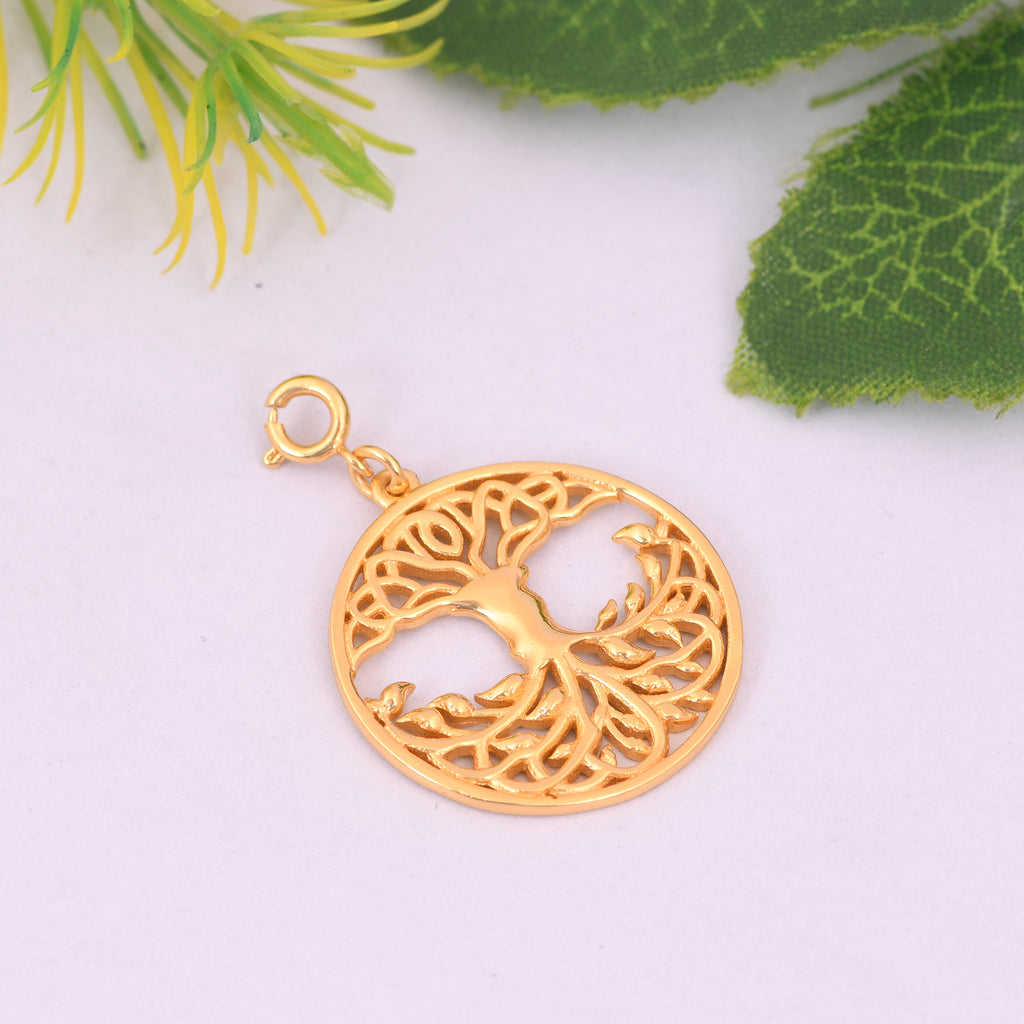 Inverted Tree of Life Pendant without Chain (18Kt Gold Micron)