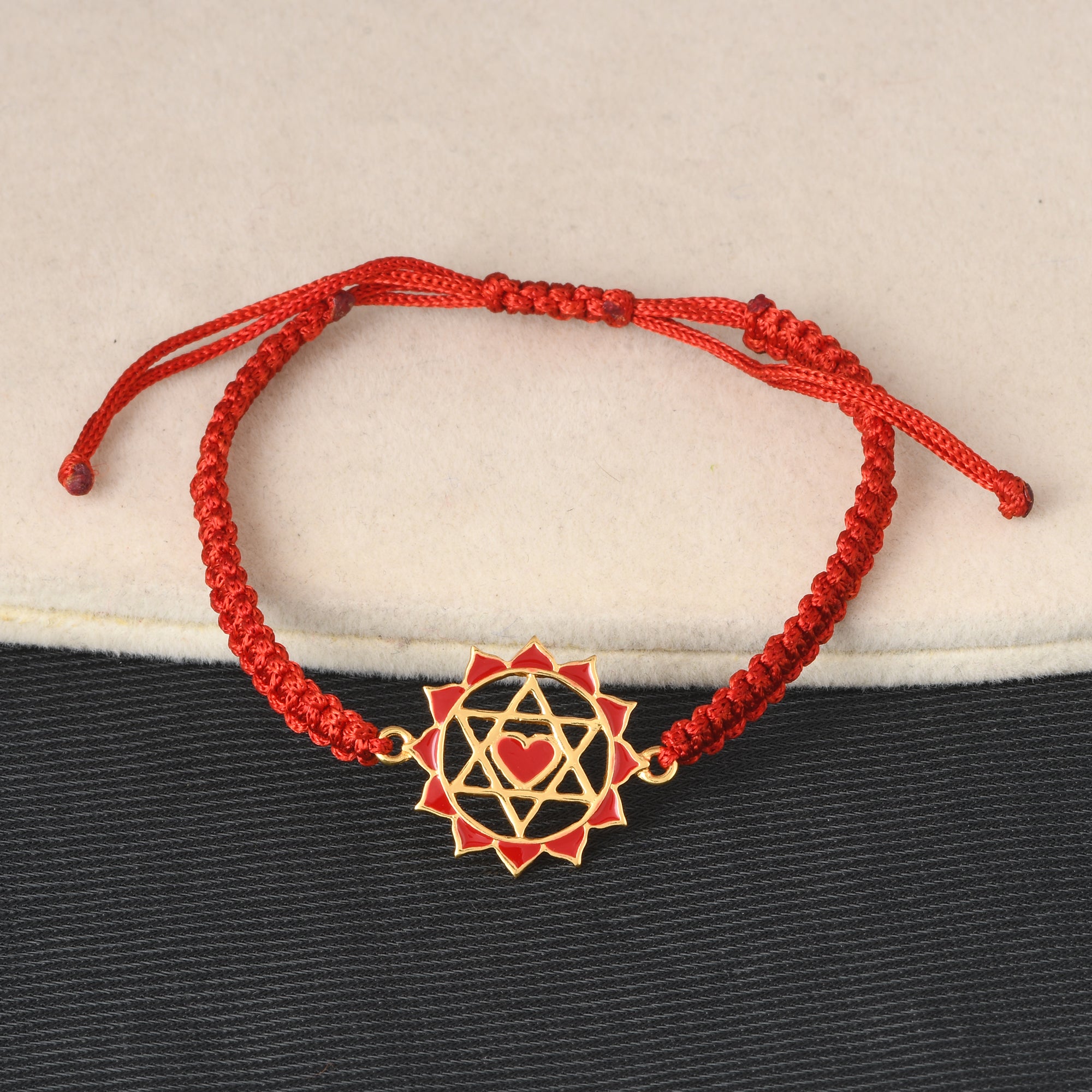 Red Heart Chakra Bracelet with Red Cord