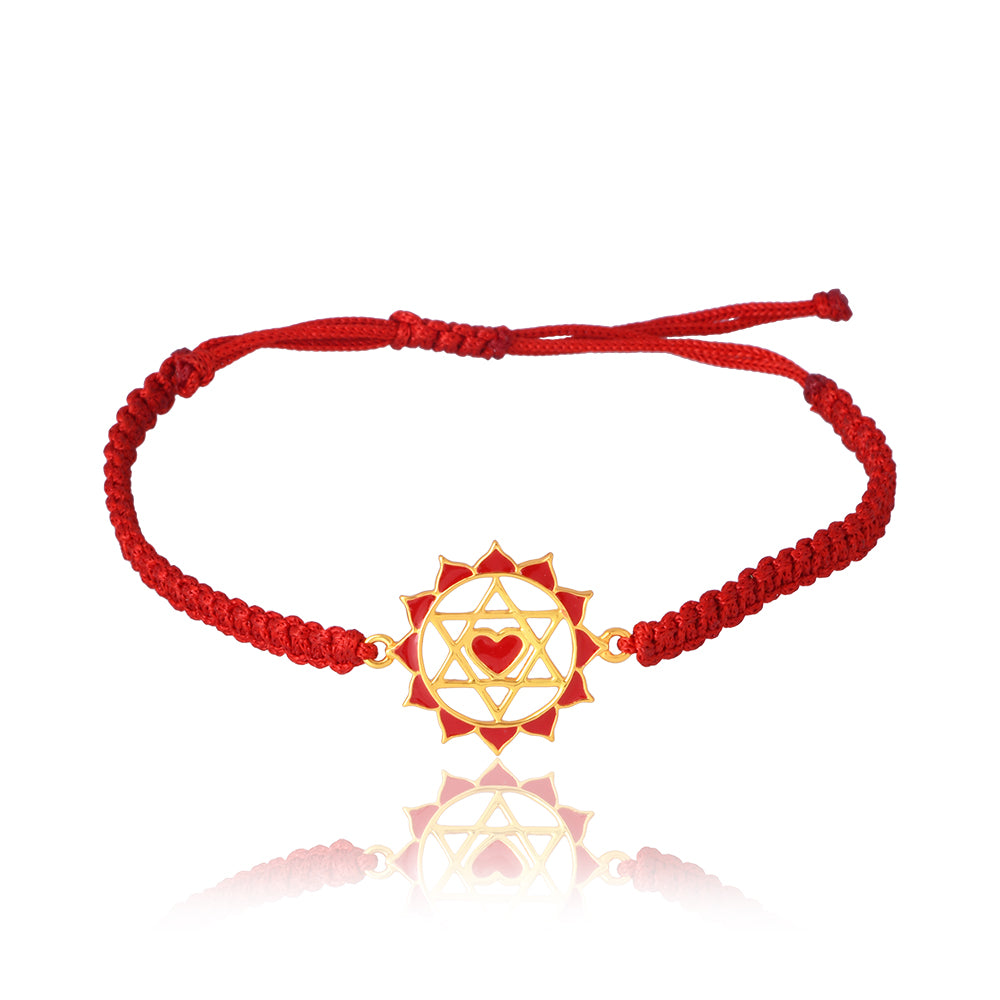 Red Heart Chakra Bracelet with Red Cord