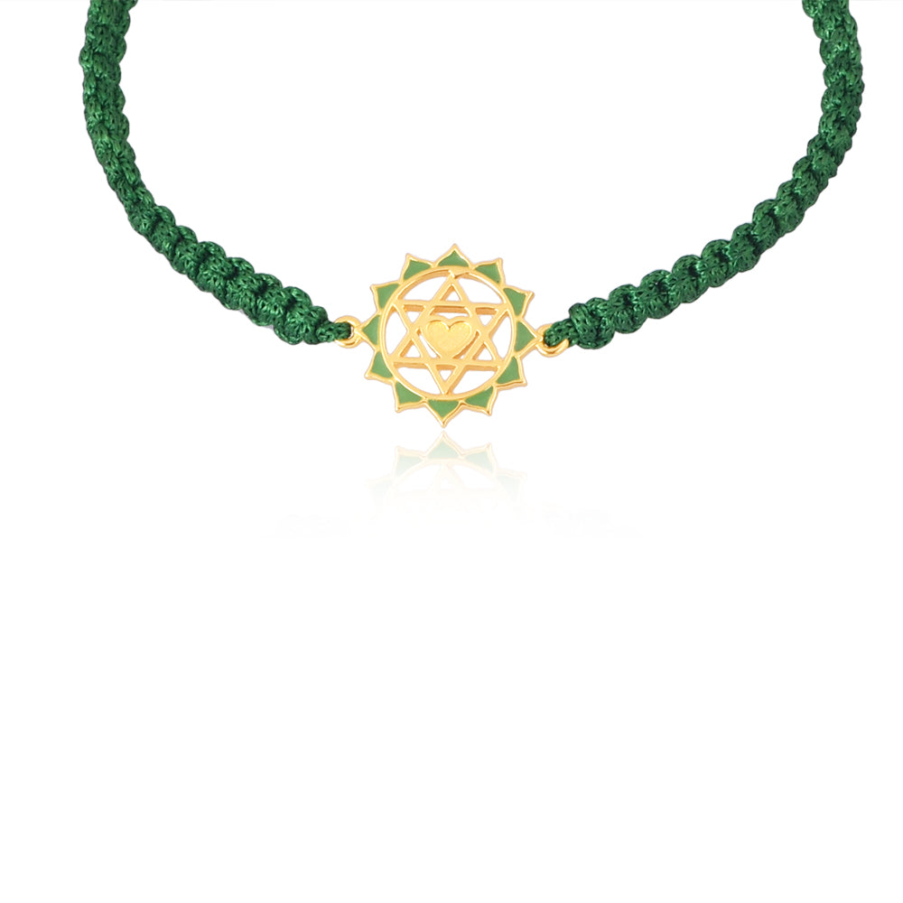 Green Heart Chakra Bracelet with Green Cord