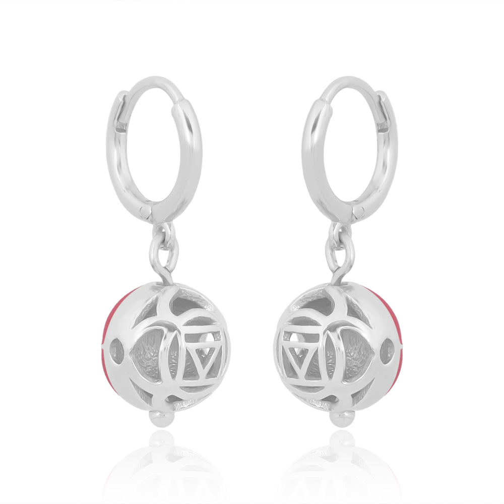 Basic Chakra Earrings with Red Enamelling (Silver)