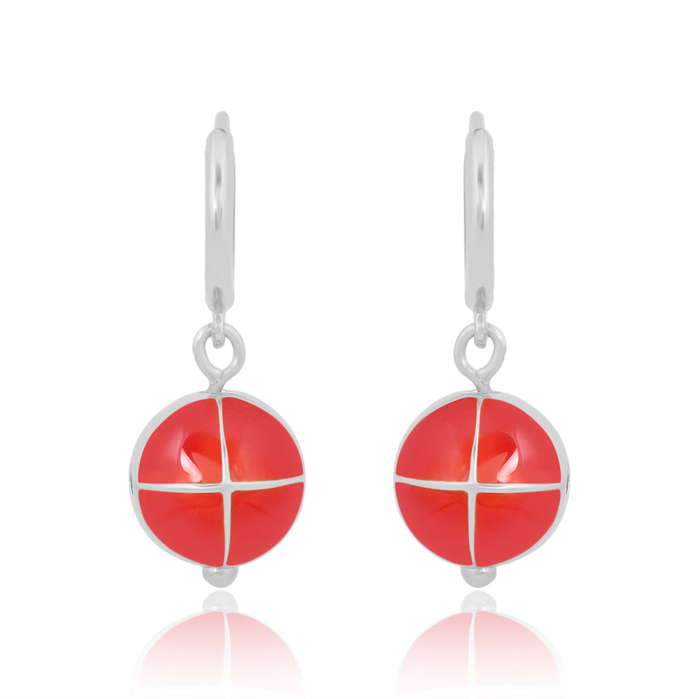 Basic Chakra Earrings with Red Enamelling (Silver)