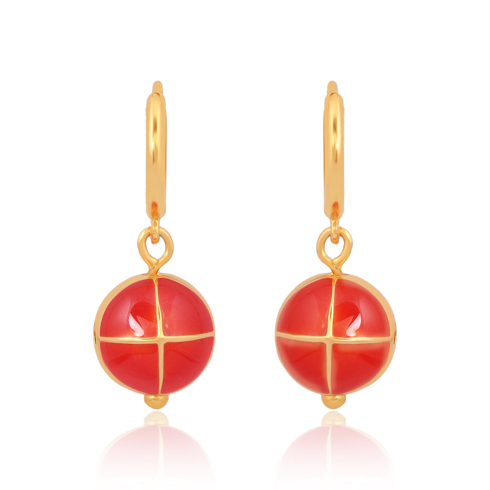 Basic Chakra Earrings with Red Enamelling (Silver with Gold Plating)