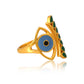 Protection Ring: Evil Eye Symbol + Green Enamelling