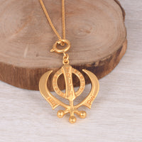 Khanda Symbol Pendant with Chain (18kt Gold Micron)